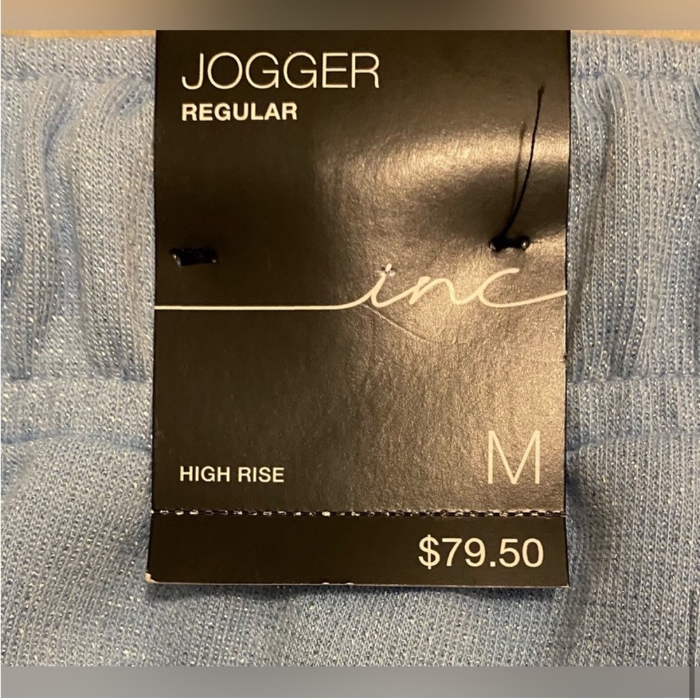 International Concepts $80 NWT High Rise Jogger Pretty Peri Blue Metallic M - Picture 4 of 9